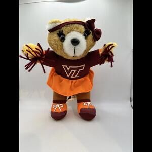 Virginia Tech Hokies VT Stuffed Bear Cheerleader Plush‎ 10" Tags Skirt Bow